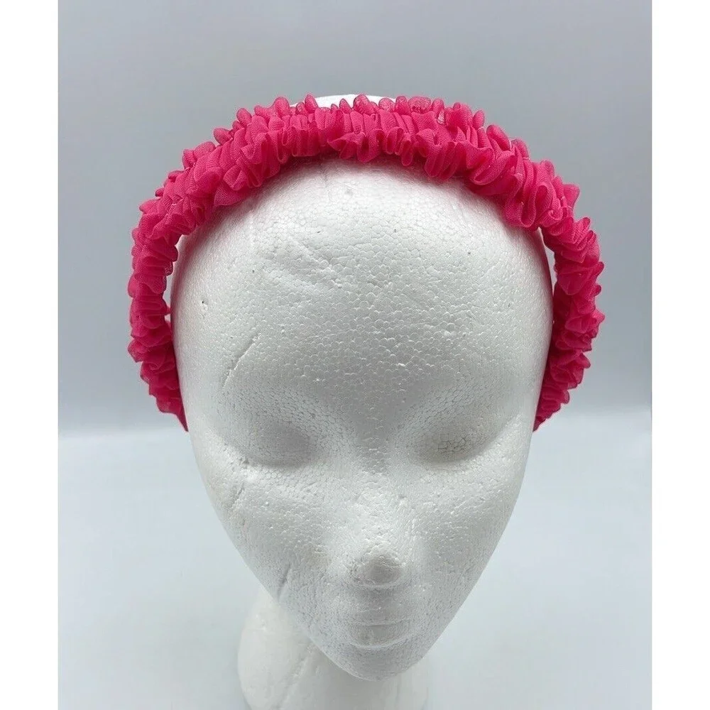 Ruffle Headbands Women Girls Handmade Pink Hair Accessories